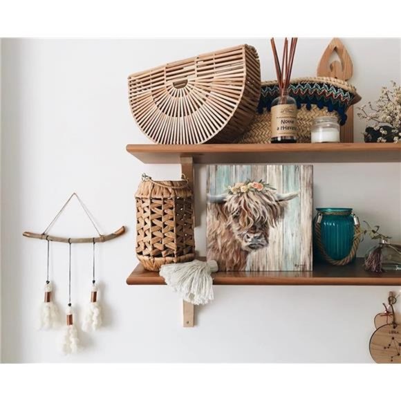 Highland Cow Picture Wall Decor Canvas Painting Art Vintage Country Farmhouse - Picture 6 of 9